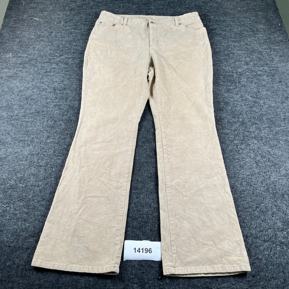 St. John's Bay Bootcut Leg Pants Womens 14 Beige Corduroy Cotton Stretch Casual